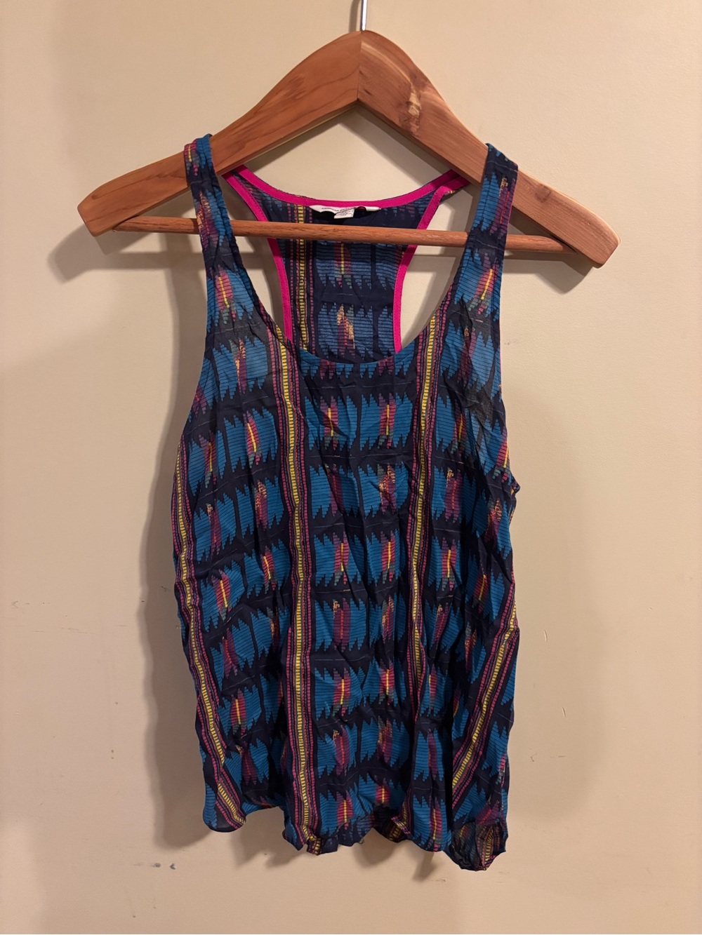 American Eagle- Blue Multicolor Aztec Racerback Tank